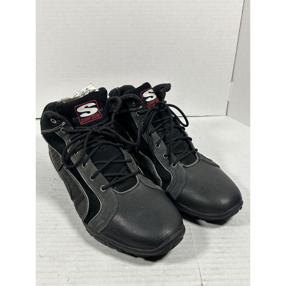 Simpson Racing Shoes Black Suede Proban Lining Driving Boots Mens 13 EUR 47.5